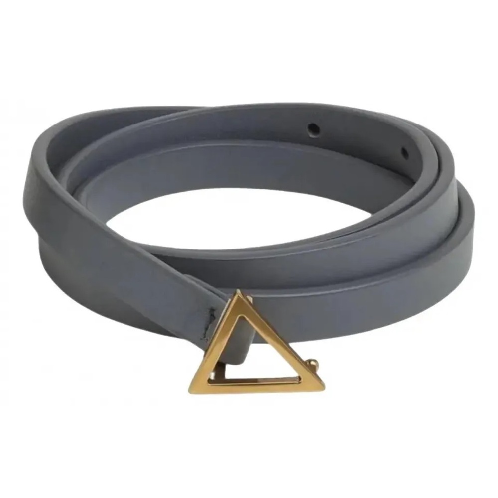 Bottega Veneta Triangle Plaque Reversible Belt Thunder/Gold 95cm NWT